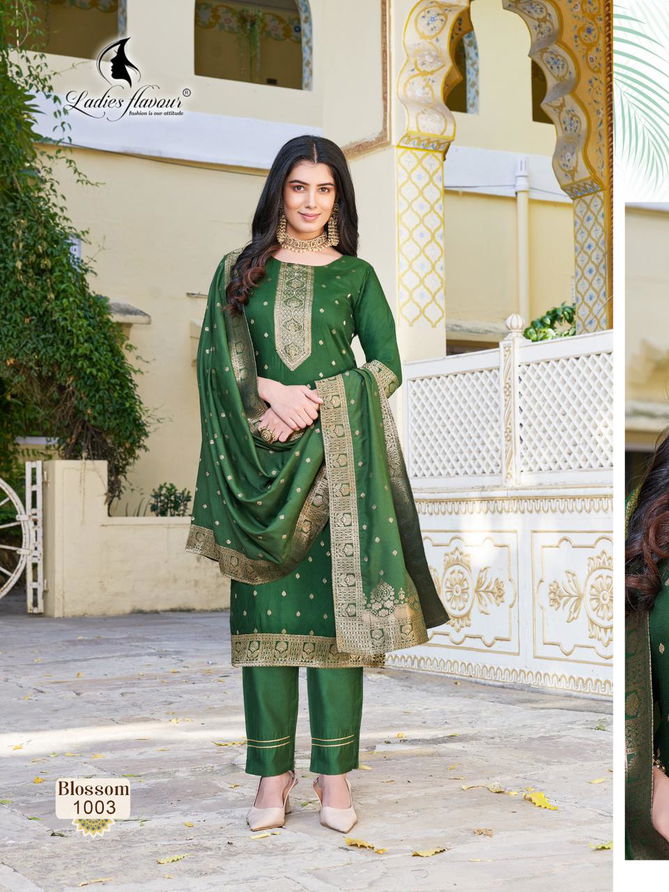 Ladies Flavour Blossom Chanderi Jaquard Readymade Suits